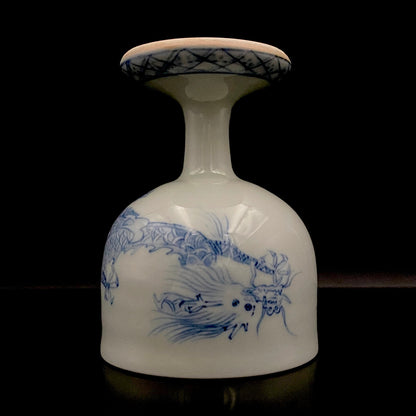 Teruko Nakamura, President of Hokkaido Ceramics Association, Full Member of Japan Kōgei Association - Sometsuke Flying Dragon-motif Bajouhai (High-footed Cup), Fuji Kiln #239