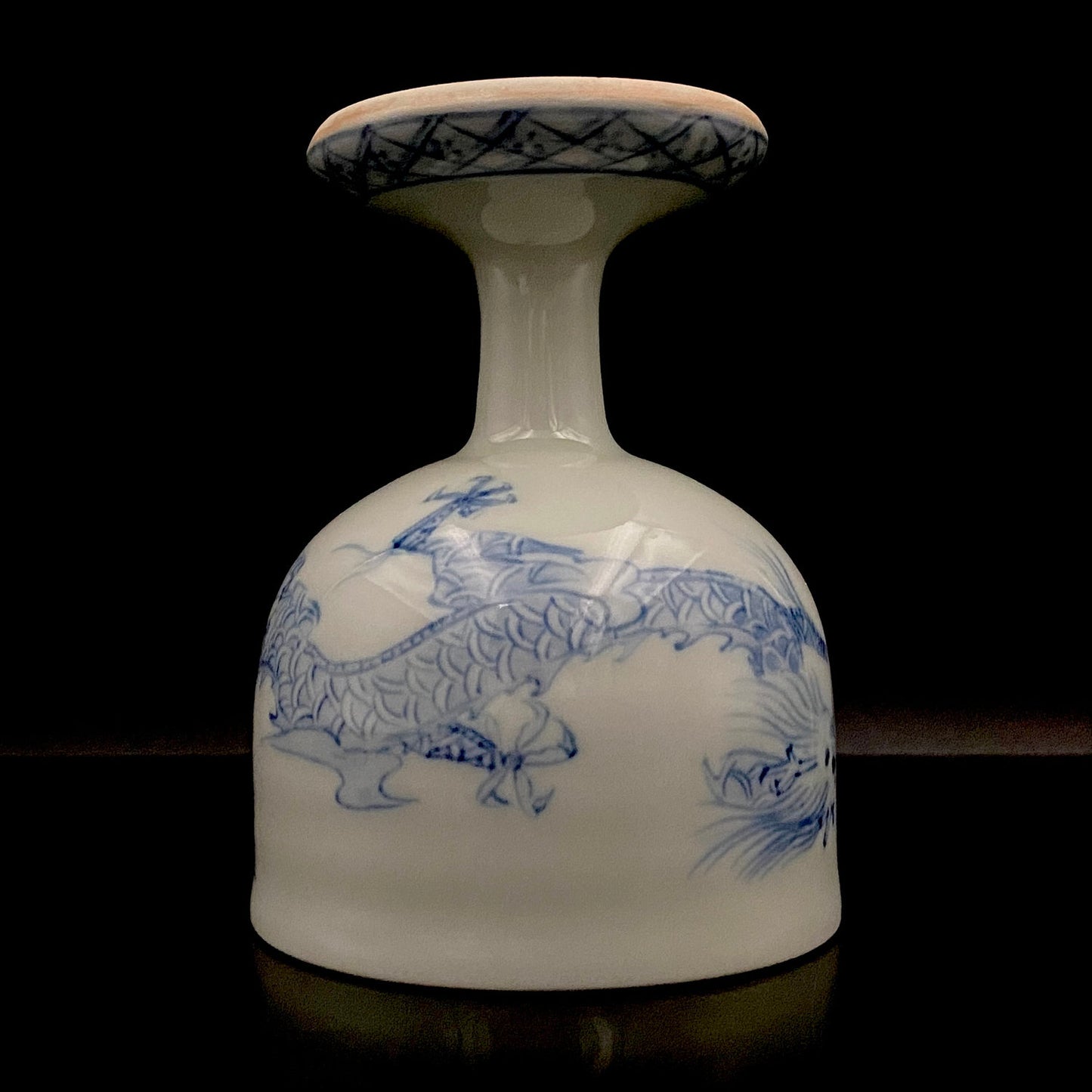 Teruko Nakamura, President of Hokkaido Ceramics Association, Full Member of Japan Kōgei Association - Sometsuke Flying Dragon-motif Bajouhai (High-footed Cup), Fuji Kiln #239