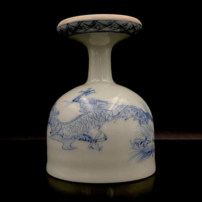 Teruko Nakamura, President of Hokkaido Ceramics Association, Full Member of Japan Kōgei Association - Sometsuke Flying Dragon-motif Bajouhai (High-footed Cup), Fuji Kiln #239
