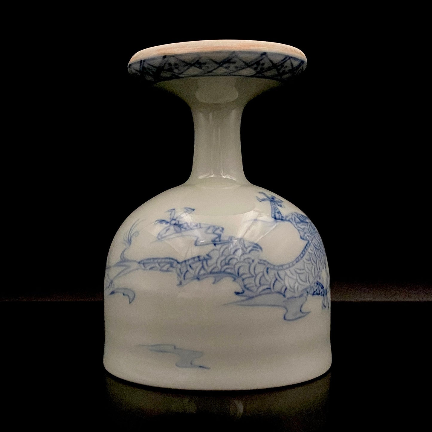 Teruko Nakamura, President of Hokkaido Ceramics Association, Full Member of Japan Kōgei Association - Sometsuke Flying Dragon-motif Bajouhai (High-footed Cup), Fuji Kiln #239