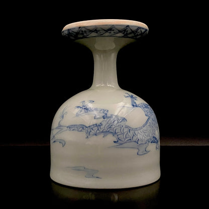 Teruko Nakamura, President of Hokkaido Ceramics Association, Full Member of Japan Kōgei Association - Sometsuke Flying Dragon-motif Bajouhai (High-footed Cup), Fuji Kiln #239