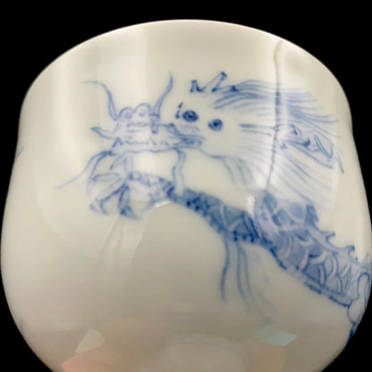 Teruko Nakamura, President of Hokkaido Ceramics Association, Full Member of Japan Kōgei Association - Sometsuke Flying Dragon-motif Bajouhai (High-footed Cup), Fuji Kiln #239