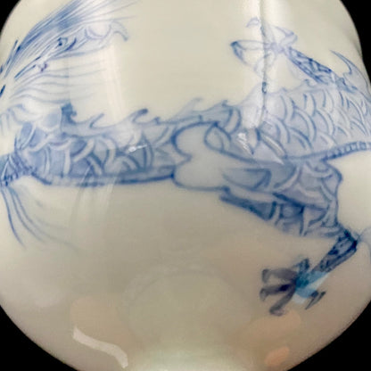 Teruko Nakamura, President of Hokkaido Ceramics Association, Full Member of Japan Kōgei Association - Sometsuke Flying Dragon-motif Bajouhai (High-footed Cup), Fuji Kiln #239