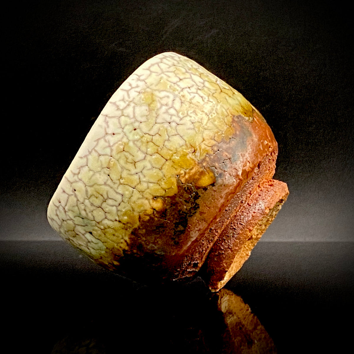 安藤百利行 Ando Moriyuki 美濃 Mino ware 美浓烧 灰釉梅花皮 kaiyu kairagi glaze 灰釉梅花皮 ぐい呑 guinomi sake cup 酒盏 ショットグラス shot glass 烈酒杯 (34/64)