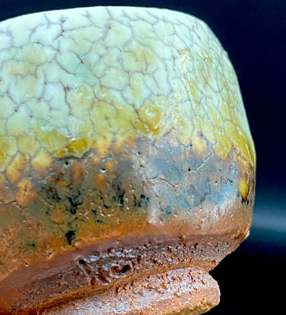 安藤百利行 Ando Moriyuki 美濃 Mino ware 美浓烧 灰釉梅花皮 kaiyu kairagi glaze 灰釉梅花皮 ぐい呑 guinomi sake cup 酒盏 ショットグラス shot glass 烈酒杯 (43/64)