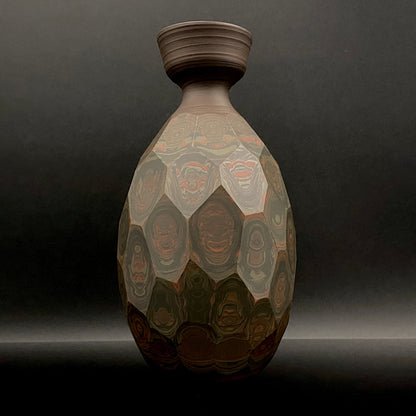 Tokoname City Intangible Cultural Property Holder, Yohei Konishi, Shu-dei Neriage Genshin-sai Sake Set (Sake Bottle and Cups) #249