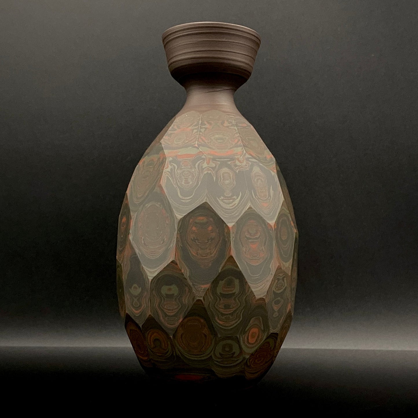 Tokoname City Intangible Cultural Property Holder, Yohei Konishi, Shu-dei Neriage Genshin-sai Sake Set (Sake Bottle and Cups) #249
