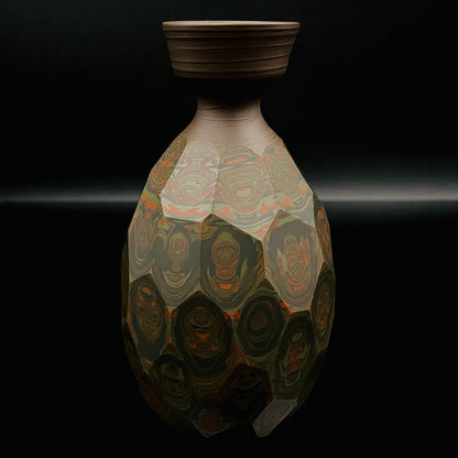 Tokoname City Intangible Cultural Property Holder, Yohei Konishi, Shu-dei Neriage Genshin-sai Sake Set (Sake Bottle and Cups) #249