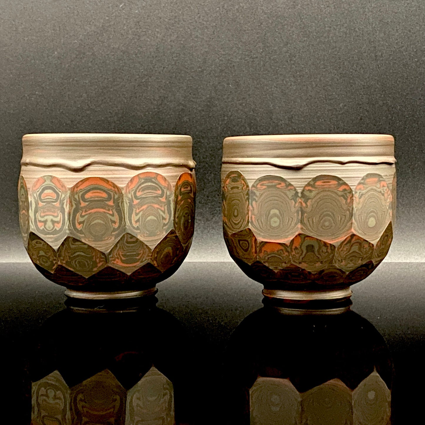 Tokoname City Intangible Cultural Property Holder, Yohei Konishi, Shu-dei Neriage Genshin-sai Sake Set (Sake Bottle and Cups) #249