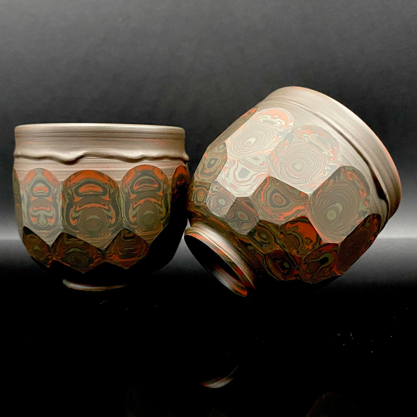 Tokoname City Intangible Cultural Property Holder, Yohei Konishi, Shu-dei Neriage Genshin-sai Sake Set (Sake Bottle and Cups) #249