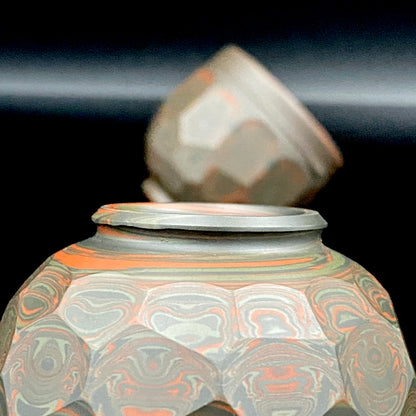 Tokoname City Intangible Cultural Property Holder, Yohei Konishi, Shu-dei Neriage Genshin-sai Sake Set (Sake Bottle and Cups) #249