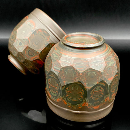 Tokoname City Intangible Cultural Property Holder, Yohei Konishi, Shu-dei Neriage Genshin-sai Sake Set (Sake Bottle and Cups) #249