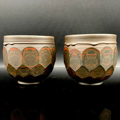 Tokoname City Intangible Cultural Property Holder, Yohei Konishi, Shu-dei Neriage Genshin-sai Sake Set (Sake Bottle and Cups) #249