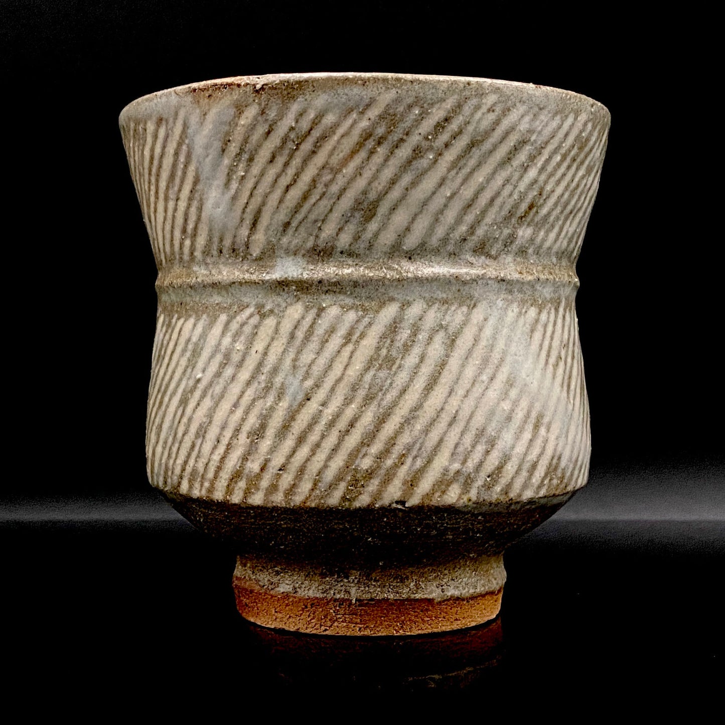 Tatsuzo Shimaoka (Living National Treasure) 1961 15th Anniversary Work "Roar of a New Star" Jomon Inlay Pair of Teacups, Sake Set, Rock Glasses (2-piece set) #253