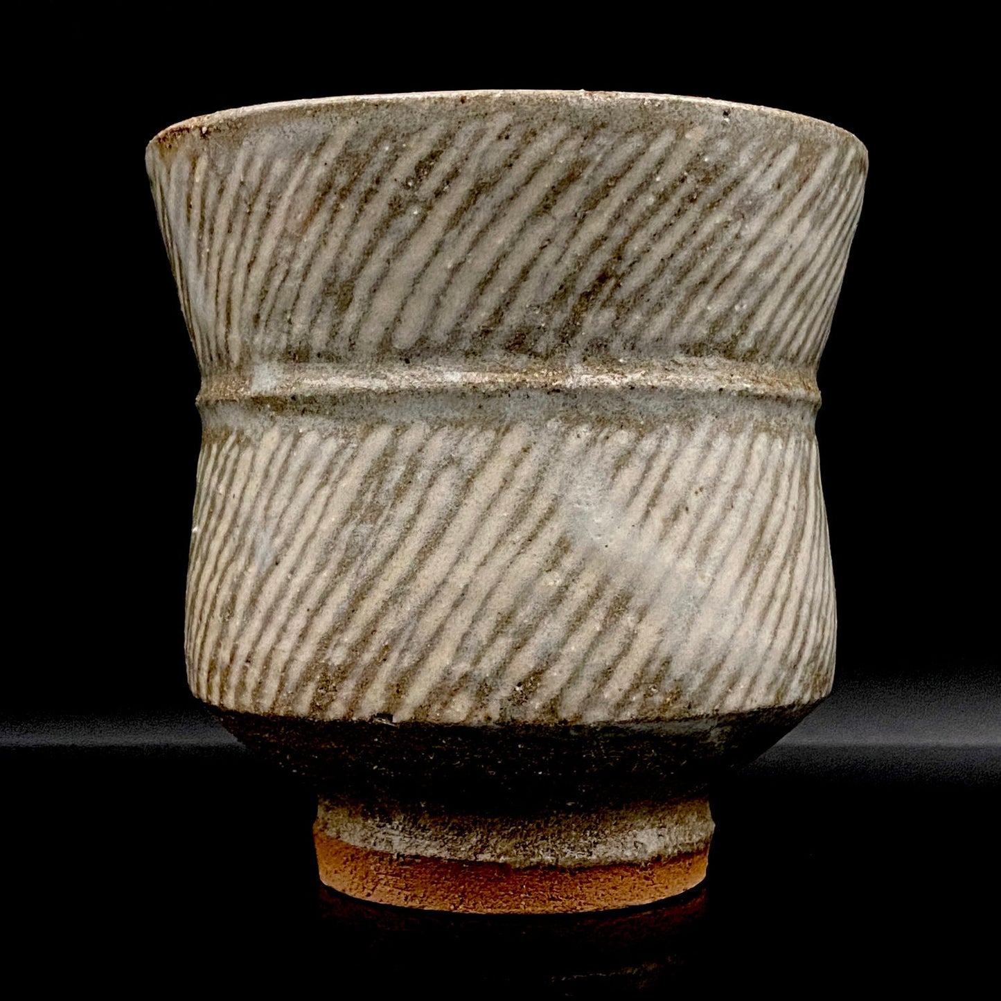 Tatsuzo Shimaoka (Living National Treasure) 1961 15th Anniversary Work "Roar of a New Star" Jomon Inlay Pair of Teacups, Sake Set, Rock Glasses (2-piece set) #253