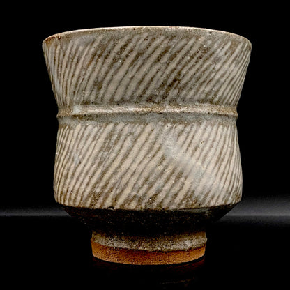 Tatsuzo Shimaoka (Living National Treasure) 1961 15th Anniversary Work "Roar of a New Star" Jomon Inlay Pair of Teacups, Sake Set, Rock Glasses (2-piece set) #253