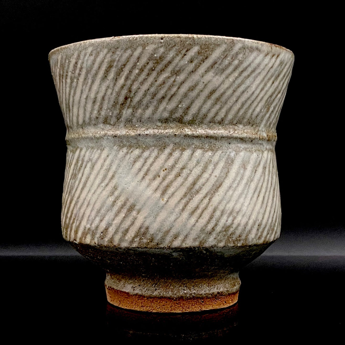 Tatsuzo Shimaoka (Living National Treasure) 1961 15th Anniversary Work "Roar of a New Star" Jomon Inlay Pair of Teacups, Sake Set, Rock Glasses (2-piece set) #253