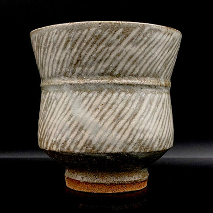 Tatsuzo Shimaoka (Living National Treasure) 1961 15th Anniversary Work "Roar of a New Star" Jomon Inlay Pair of Teacups, Sake Set, Rock Glasses (2-piece set) #253