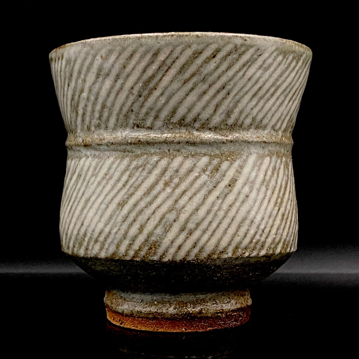 Tatsuzo Shimaoka (Living National Treasure) 1961 15th Anniversary Work "Roar of a New Star" Jomon Inlay Pair of Teacups, Sake Set, Rock Glasses (2-piece set) #253