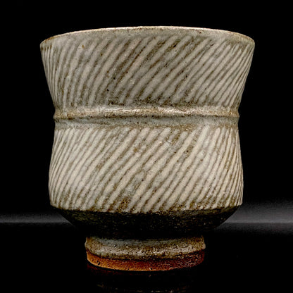 Tatsuzo Shimaoka (Living National Treasure) 1961 15th Anniversary Work "Roar of a New Star" Jomon Inlay Pair of Teacups, Sake Set, Rock Glasses (2-piece set) #253