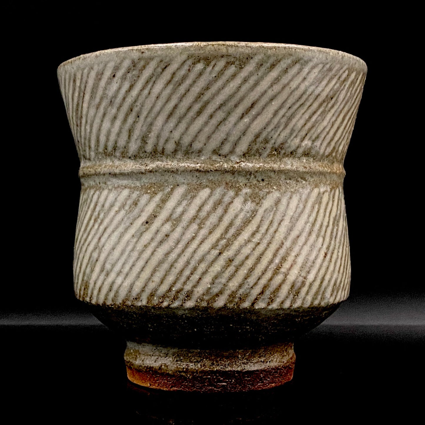 Tatsuzo Shimaoka (Living National Treasure) 1961 15th Anniversary Work "Roar of a New Star" Jomon Inlay Pair of Teacups, Sake Set, Rock Glasses (2-piece set) #253