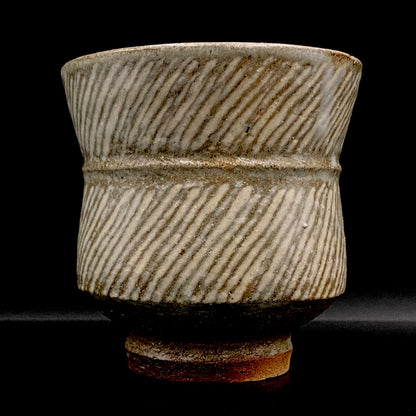 Tatsuzo Shimaoka (Living National Treasure) 1961 15th Anniversary Work "Roar of a New Star" Jomon Inlay Pair of Teacups, Sake Set, Rock Glasses (2-piece set) #253