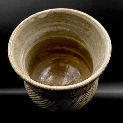 Tatsuzo Shimaoka (Living National Treasure) 1961 15th Anniversary Work "Roar of a New Star" Jomon Inlay Pair of Teacups, Sake Set, Rock Glasses (2-piece set) #253