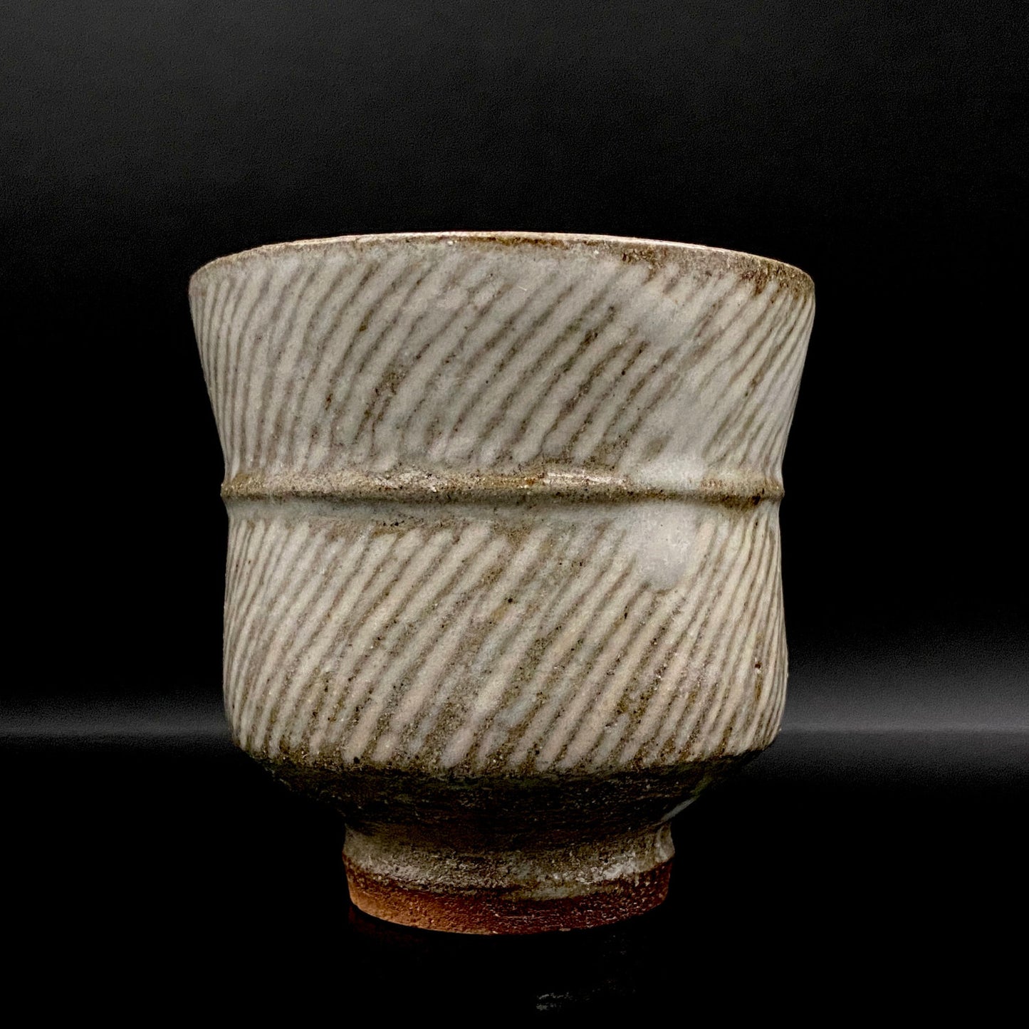 Tatsuzo Shimaoka (Living National Treasure) 1961 15th Anniversary Work "Roar of a New Star" Jomon Inlay Pair of Teacups, Sake Set, Rock Glasses (2-piece set) #253