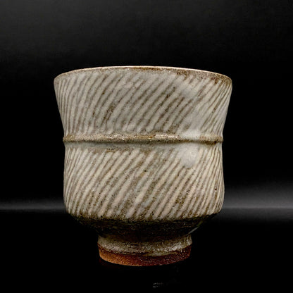 Tatsuzo Shimaoka (Living National Treasure) 1961 15th Anniversary Work "Roar of a New Star" Jomon Inlay Pair of Teacups, Sake Set, Rock Glasses (2-piece set) #253