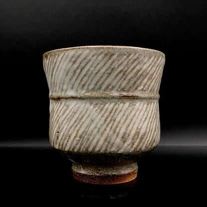 Tatsuzo Shimaoka (Living National Treasure) 1961 15th Anniversary Work "Roar of a New Star" Jomon Inlay Pair of Teacups, Sake Set, Rock Glasses (2-piece set) #253