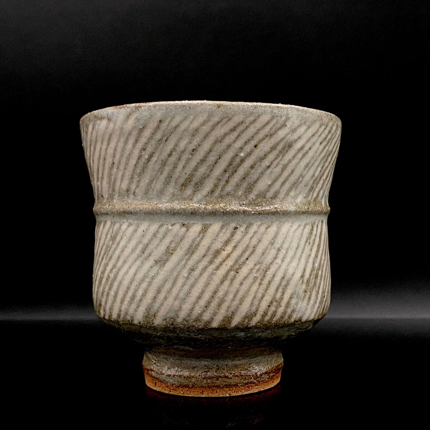 Tatsuzo Shimaoka (Living National Treasure) 1961 15th Anniversary Work "Roar of a New Star" Jomon Inlay Pair of Teacups, Sake Set, Rock Glasses (2-piece set) #253