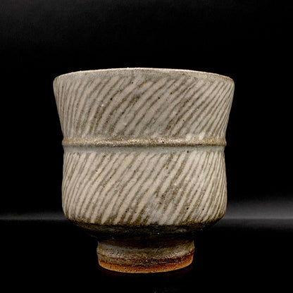 Tatsuzo Shimaoka (Living National Treasure) 1961 15th Anniversary Work "Roar of a New Star" Jomon Inlay Pair of Teacups, Sake Set, Rock Glasses (2-piece set) #253