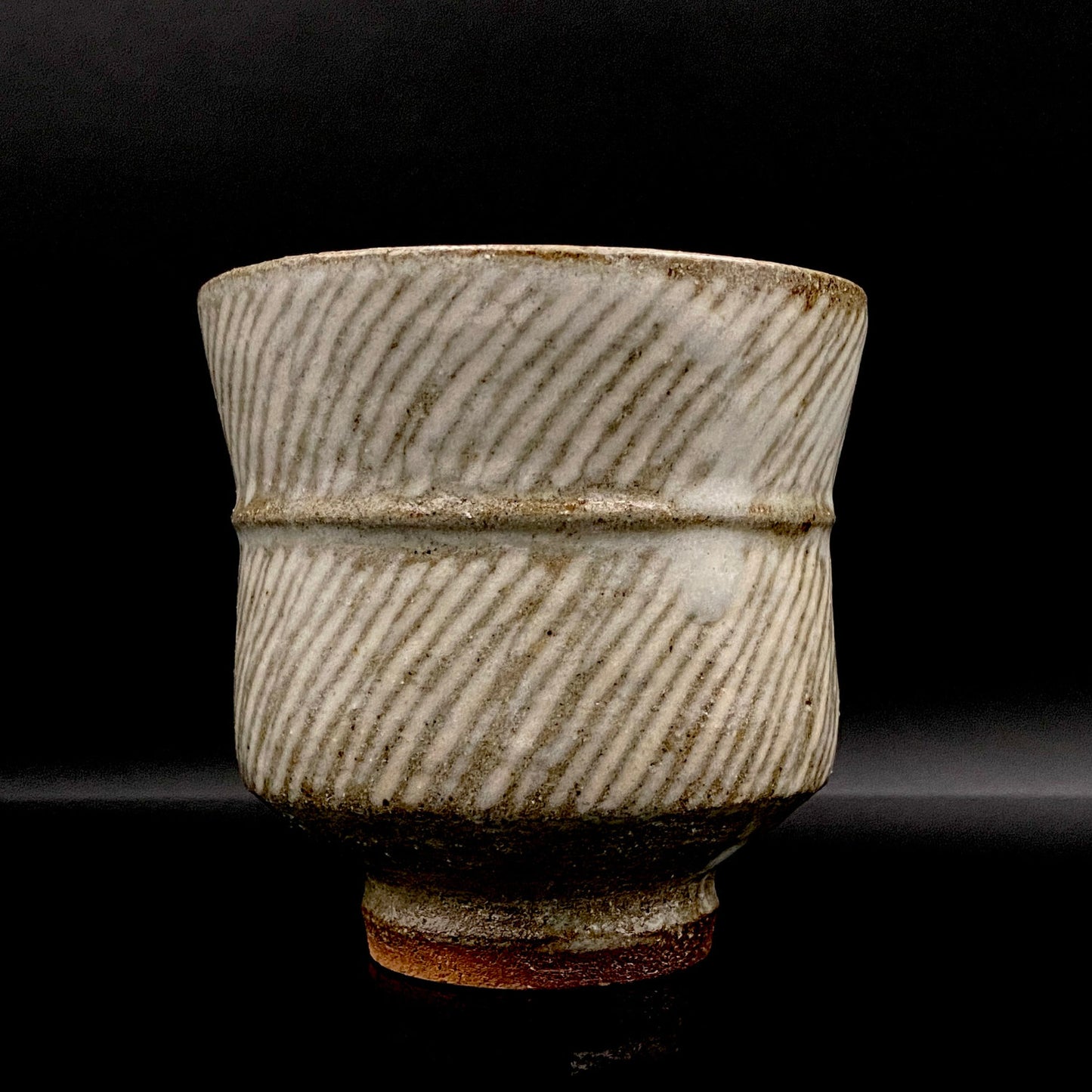 Tatsuzo Shimaoka (Living National Treasure) 1961 15th Anniversary Work "Roar of a New Star" Jomon Inlay Pair of Teacups, Sake Set, Rock Glasses (2-piece set) #253