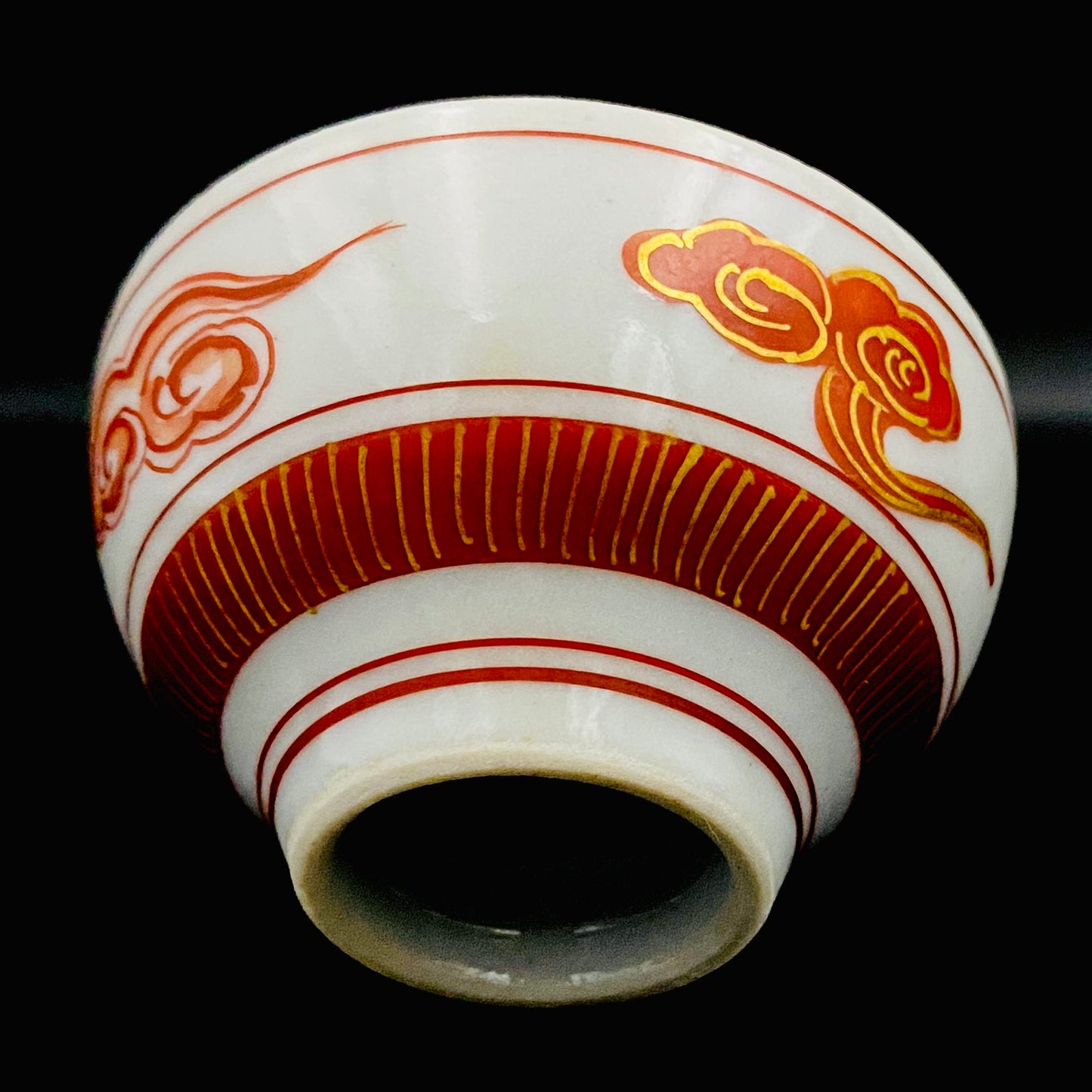 九谷焼 園江久雄堂 峯久 造 赤絵金彩 仁清写 鳳凰文 細密描画 金彩 赤絵 ぐい呑 ショットグラス #226