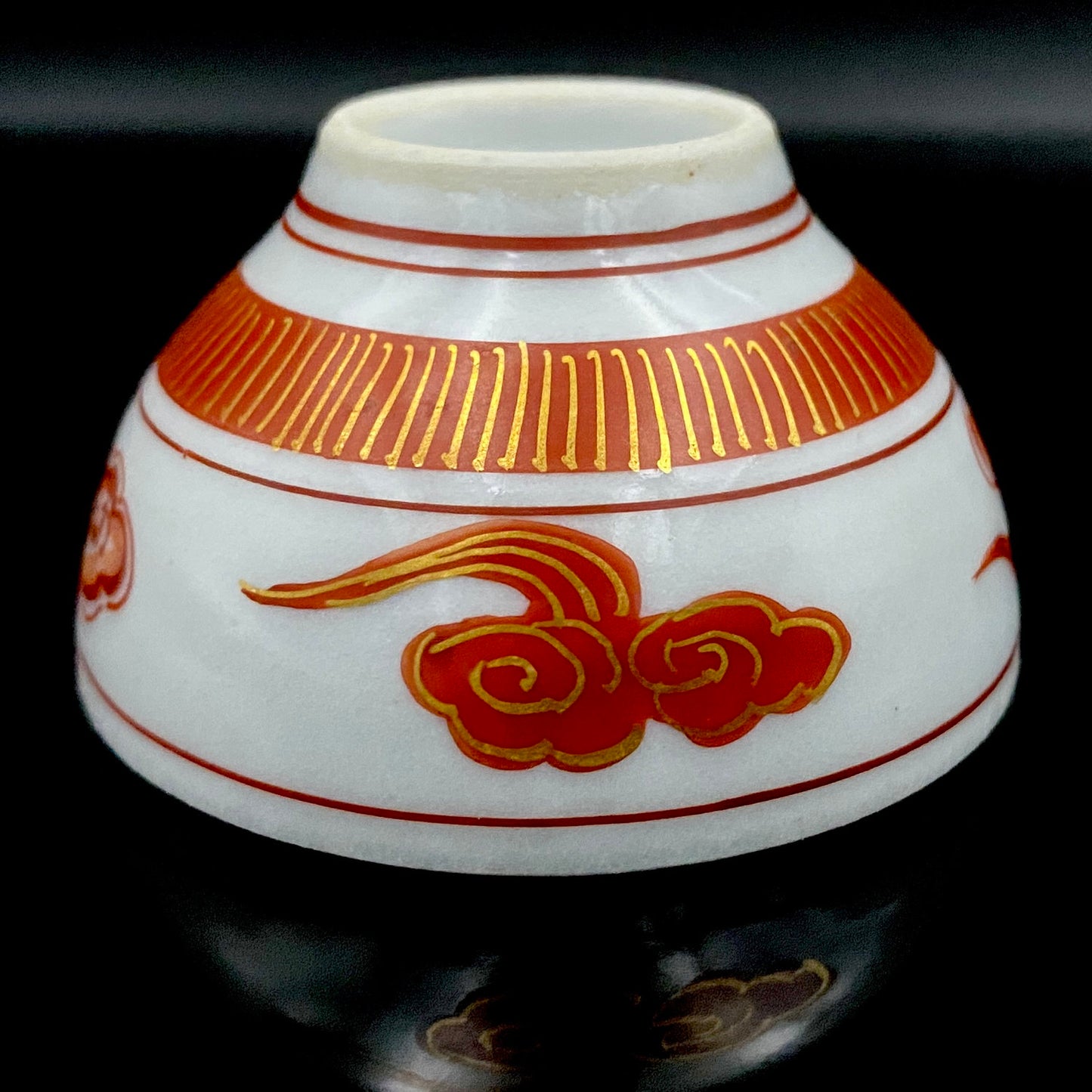 九谷焼 園江久雄堂 峯久 造 赤絵金彩 仁清写 鳳凰文 細密描画 金彩 赤絵 ぐい呑 ショットグラス #226