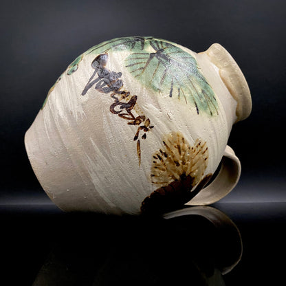 伝統工芸展受賞作家 武田 敏男 作 鉄絵緑彩葡萄文 ピッチャー、ヴィンテージ プレミアム ウォータージャグ、徳田八十吉師事 #250