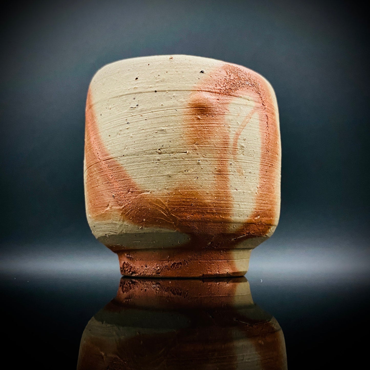 フランクフルト美術館収蔵作家 高原 昌治 作 備前酒呑 二大重要無形文化財保持者師事 登り窯自然釉溶融痕 ショットグラス #254