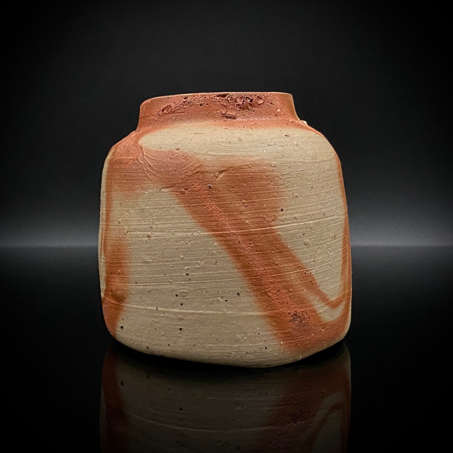フランクフルト美術館収蔵作家 高原 昌治 作 備前酒呑 二大重要無形文化財保持者師事 登り窯自然釉溶融痕 ショットグラス #254