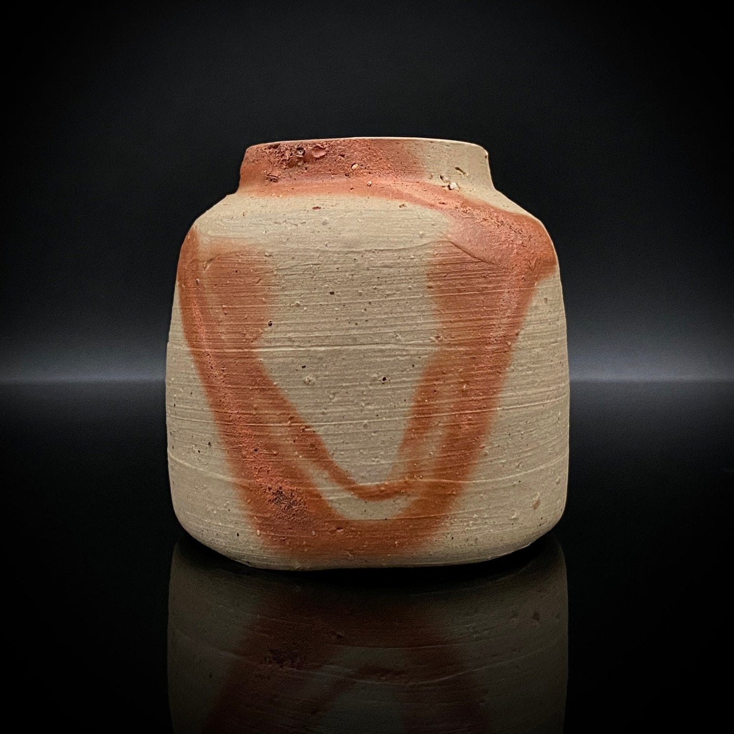 フランクフルト美術館収蔵作家 高原 昌治 作 備前酒呑 二大重要無形文化財保持者師事 登り窯自然釉溶融痕 ショットグラス #254