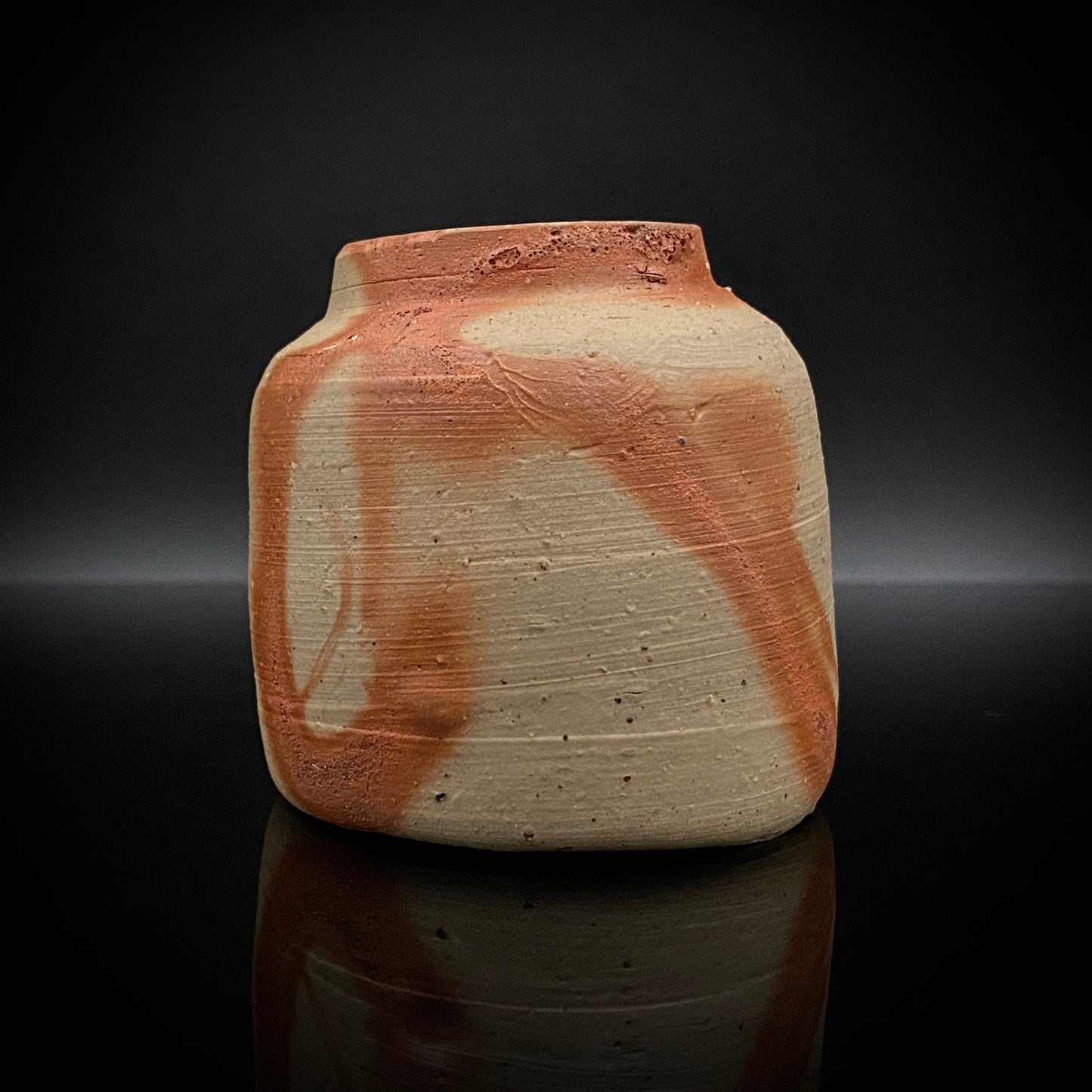 フランクフルト美術館収蔵作家 高原 昌治 作 備前酒呑 二大重要無形文化財保持者師事 登り窯自然釉溶融痕 ショットグラス #254