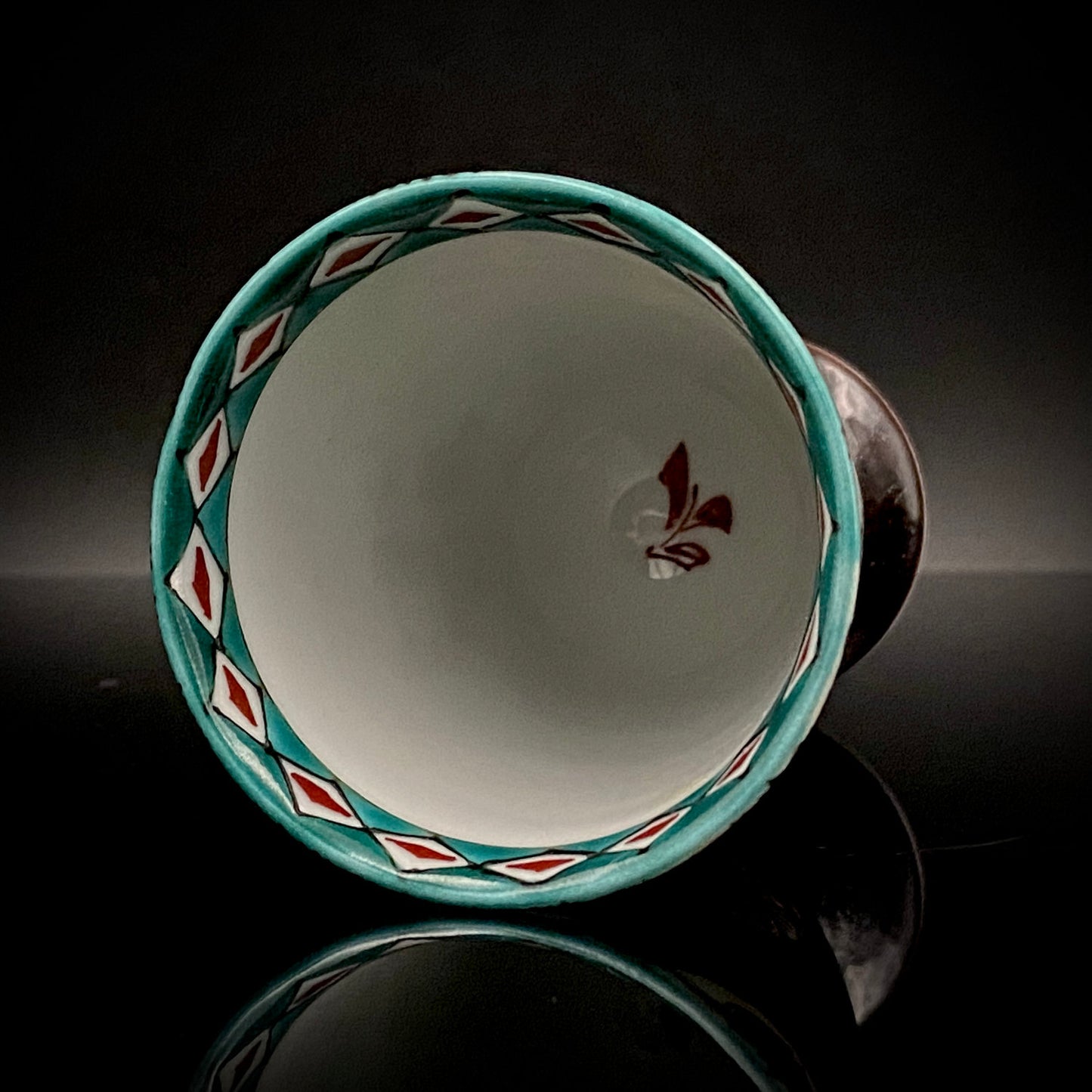日本伝統工芸展受賞作家 松浦 慎弥 作 色絵割取小紋鳥文 馬上杯 馬上盃 ジャパニーズコウゲイ テイスティンググラス #243