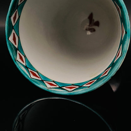 日本伝統工芸展受賞作家 松浦 慎弥 作 色絵割取小紋鳥文 馬上杯 馬上盃 ジャパニーズコウゲイ テイスティンググラス #243