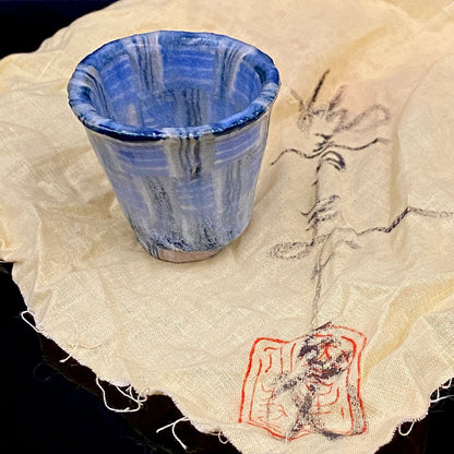 広島県重要無形文化財 内田 泰秀、1971年 作陶、失われた幻の技法「表裏貫通錦練上手」ぐいのみ、ショットグラス #255
