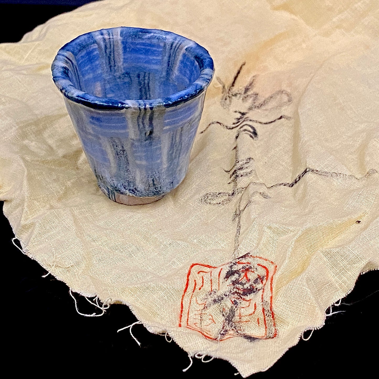 広島県重要無形文化財 内田 泰秀、1971年 作陶、失われた幻の技法「表裏貫通錦練上手」ぐいのみ、ショットグラス #255
