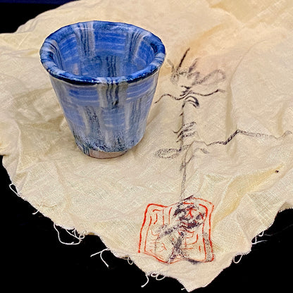 広島県重要無形文化財 内田 泰秀、1971年 作陶、失われた幻の技法「表裏貫通錦練上手」ぐいのみ、ショットグラス #255