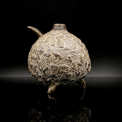 サントリー美術館大賞展入選作家 北川 宏幸 作 焼〆打刻紋三足水滴 洋酒用ウォータードロッパー、ウィスキードロッパー #264