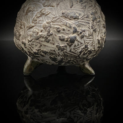 サントリー美術館大賞展入選作家 北川 宏幸 作 焼〆打刻紋三足水滴 洋酒用ウォータードロッパー、ウィスキードロッパー #264