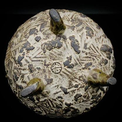 サントリー美術館大賞展入選作家 北川 宏幸 作 焼〆打刻紋三足水滴 洋酒用ウォータードロッパー、ウィスキードロッパー #264