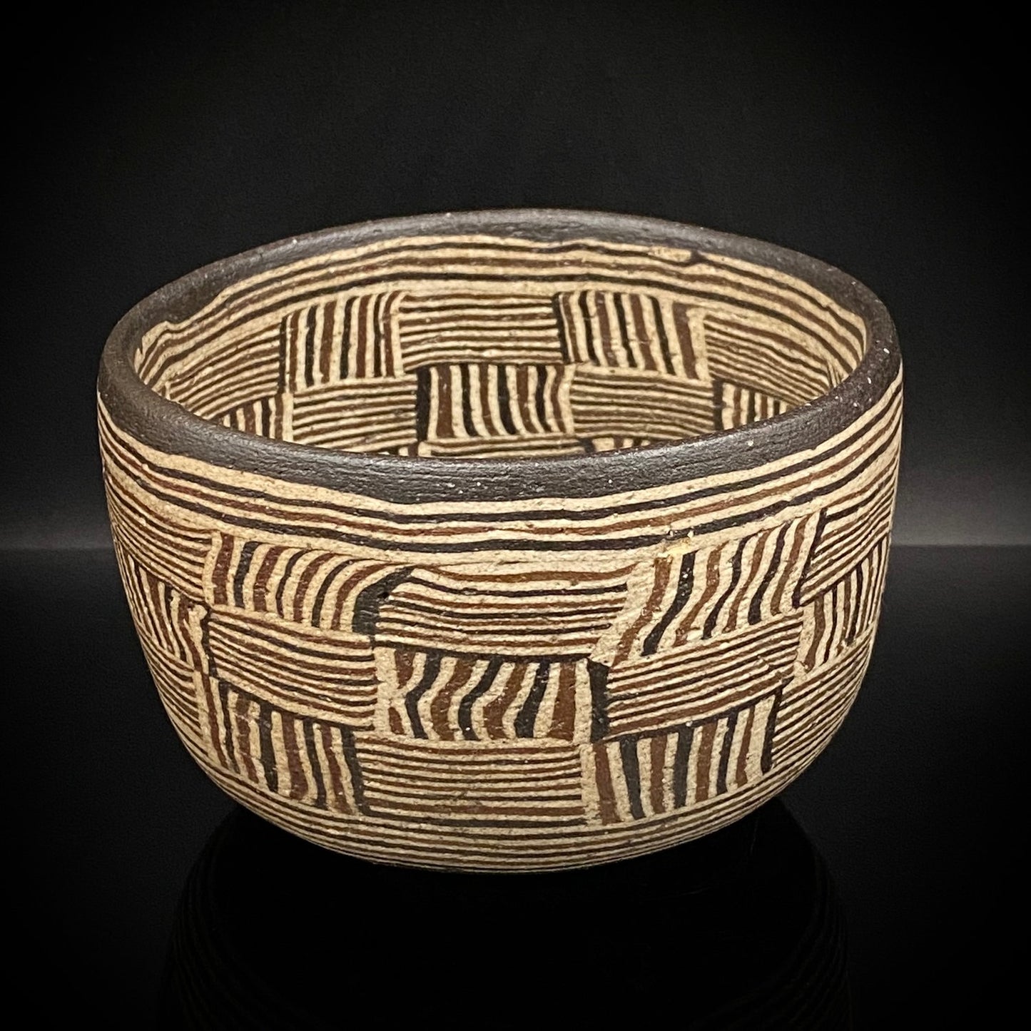 瀬戸市指定無形文化財保持者 初代 水野 双鶴 作 練込 茶盌 ロックグラス #262