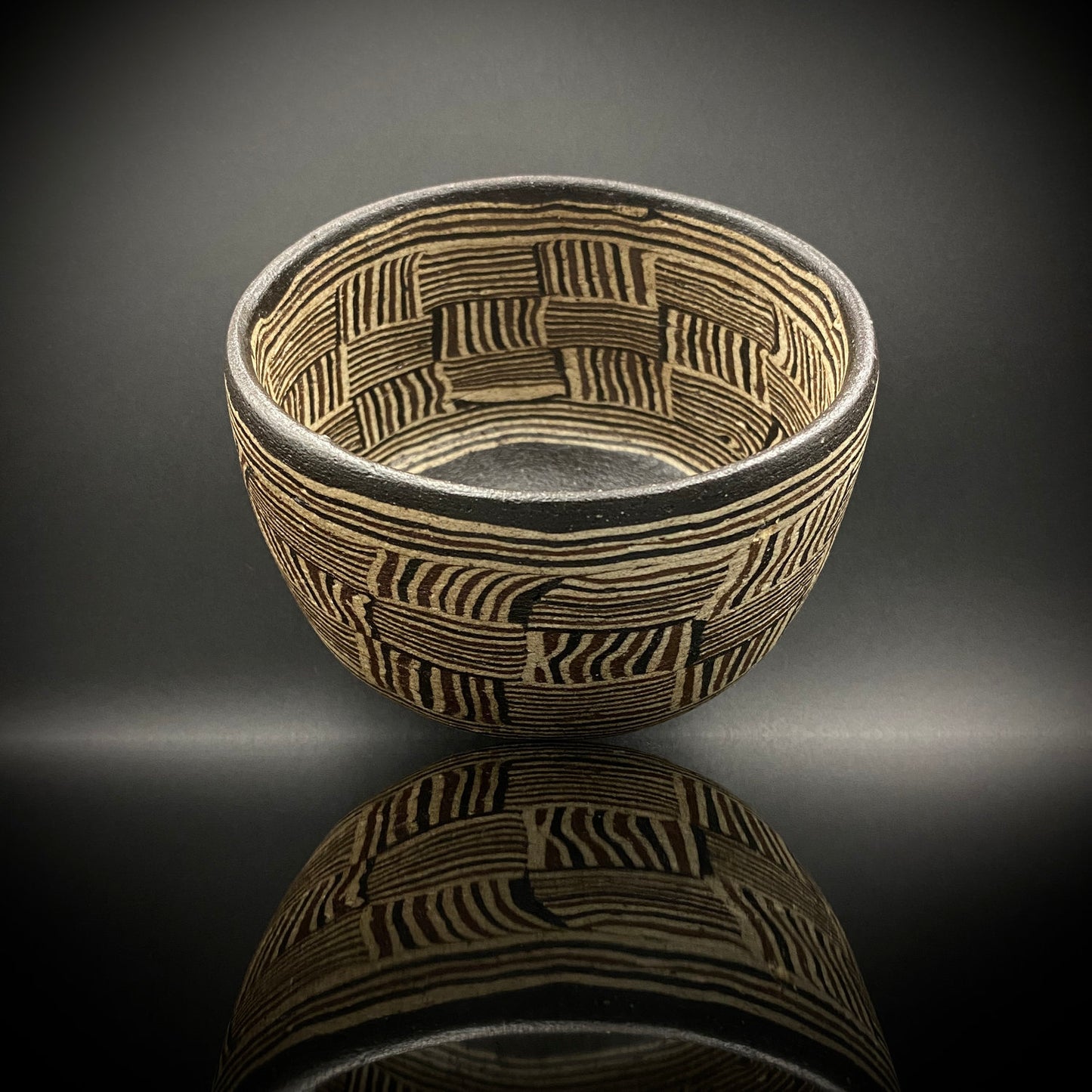 瀬戸市指定無形文化財保持者 初代 水野 双鶴 作 練込 茶盌 ロックグラス #262